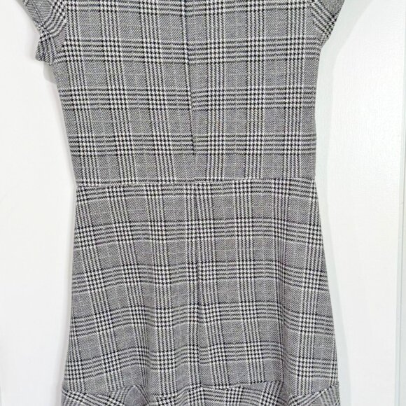 Gap Houndstooth Plaid Fit and Flare Peplum Dress Gray Black Plaid 2 EUC Trumpet - Picture 4 of 16